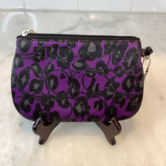 Coach Poppy Ocelot Leopard Lurex & Satin Wristlet Clutch - Picture 5 of 15